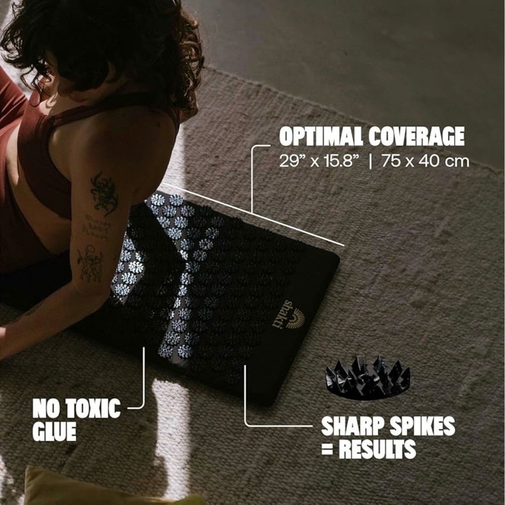 ShaktiMat Classic Acupressure Mat, Level 1 Intensity in Shakti Black NEW - Picture 6 of 8